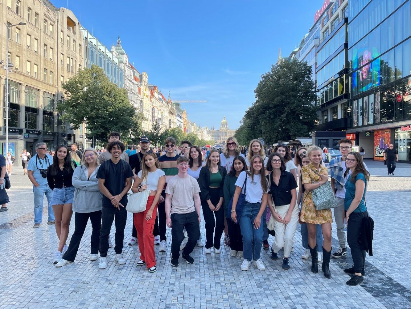 UNYP study abroad students in the center of historic Prague.